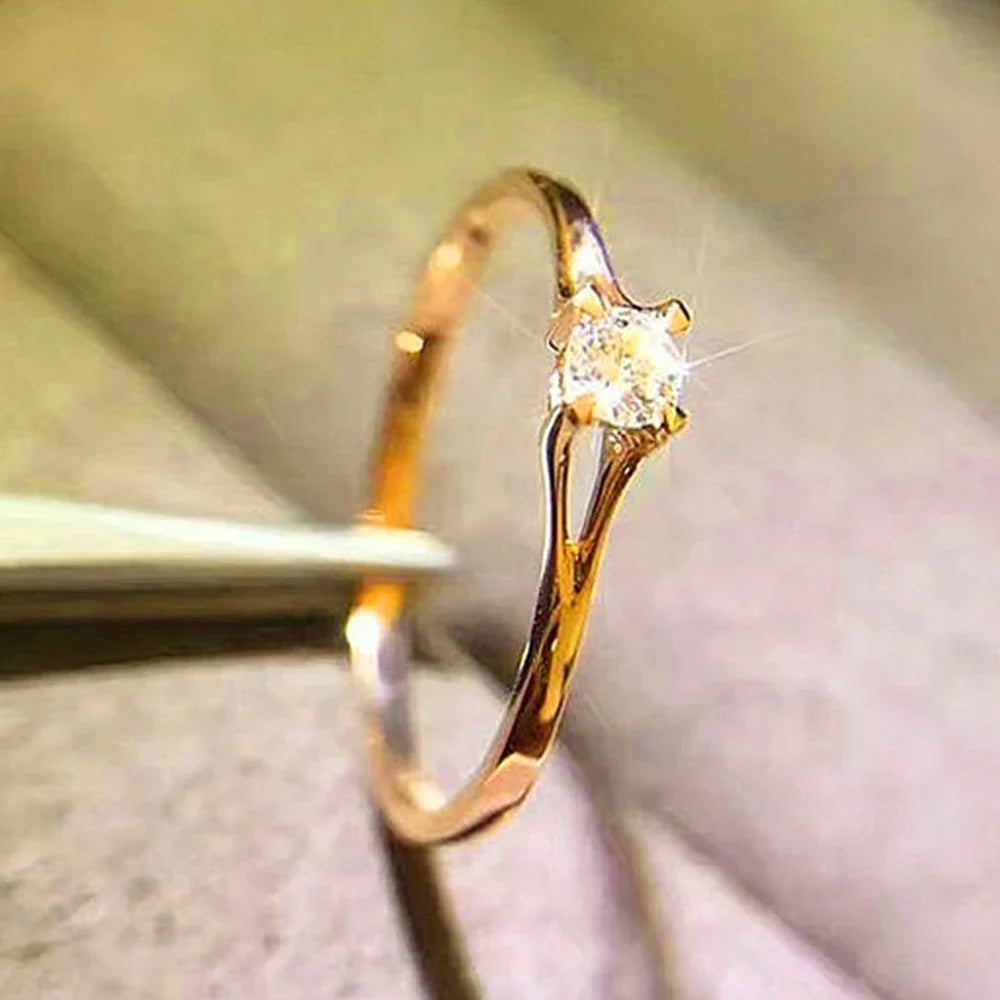 Cubic Zirconia Wedding Band Ring for Women Minimalist