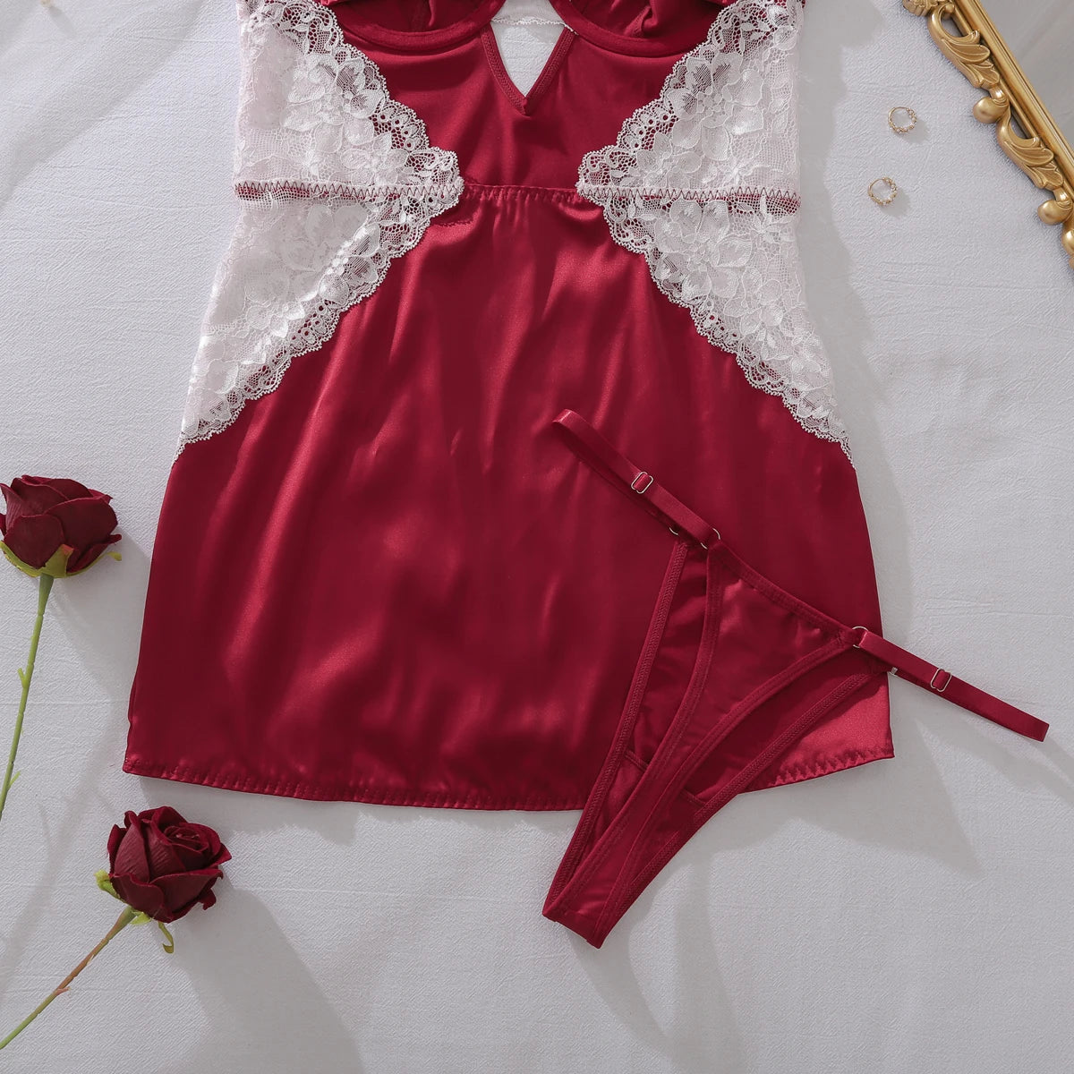 Satin Lace Slip Dress