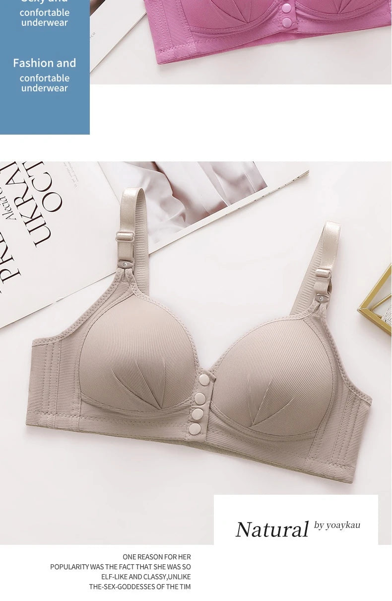 Front-Closure Wire-Free Gathered Bra