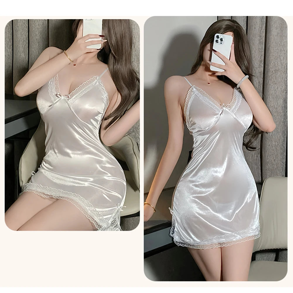 Satin Lace Bow Nightdress
