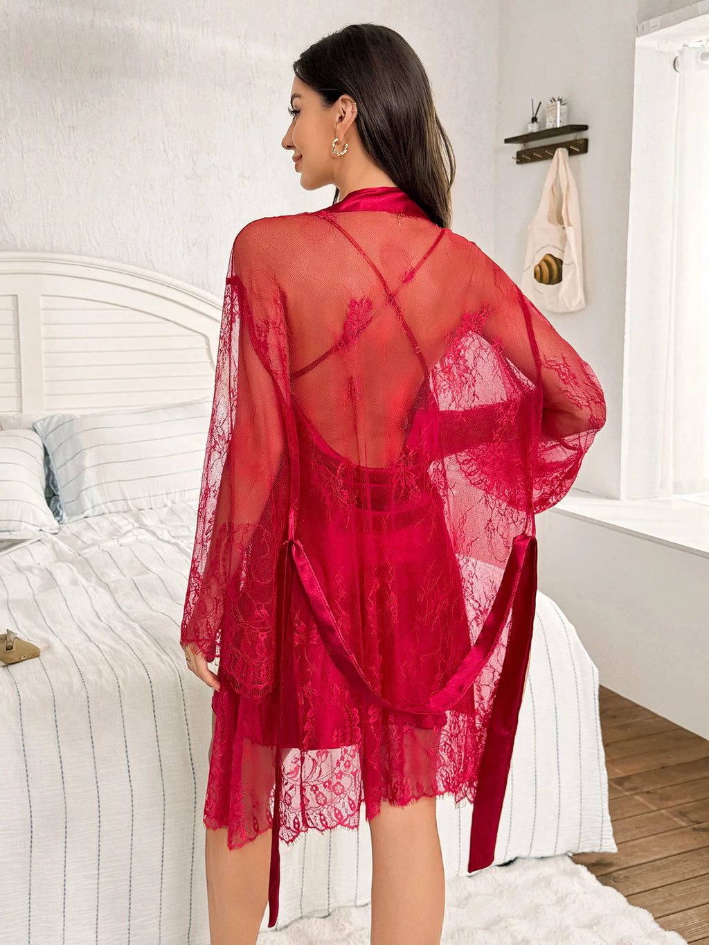 Lace Nightgown & Sheer Robe Set