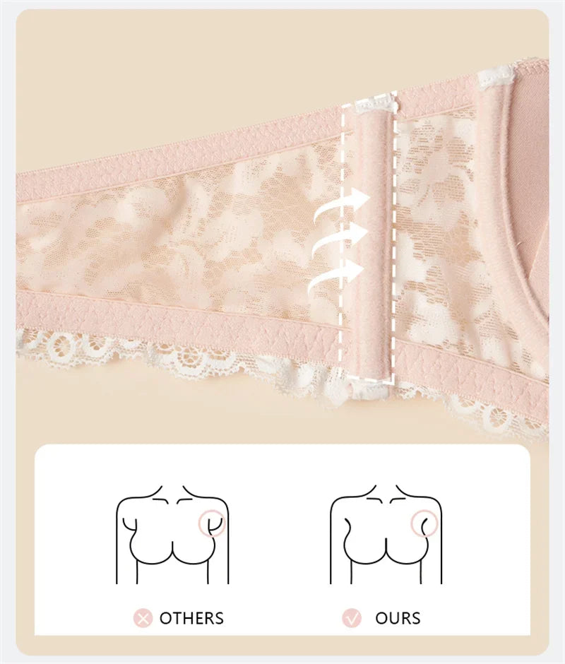Floral Lace Half-Cup Push-Up Bra