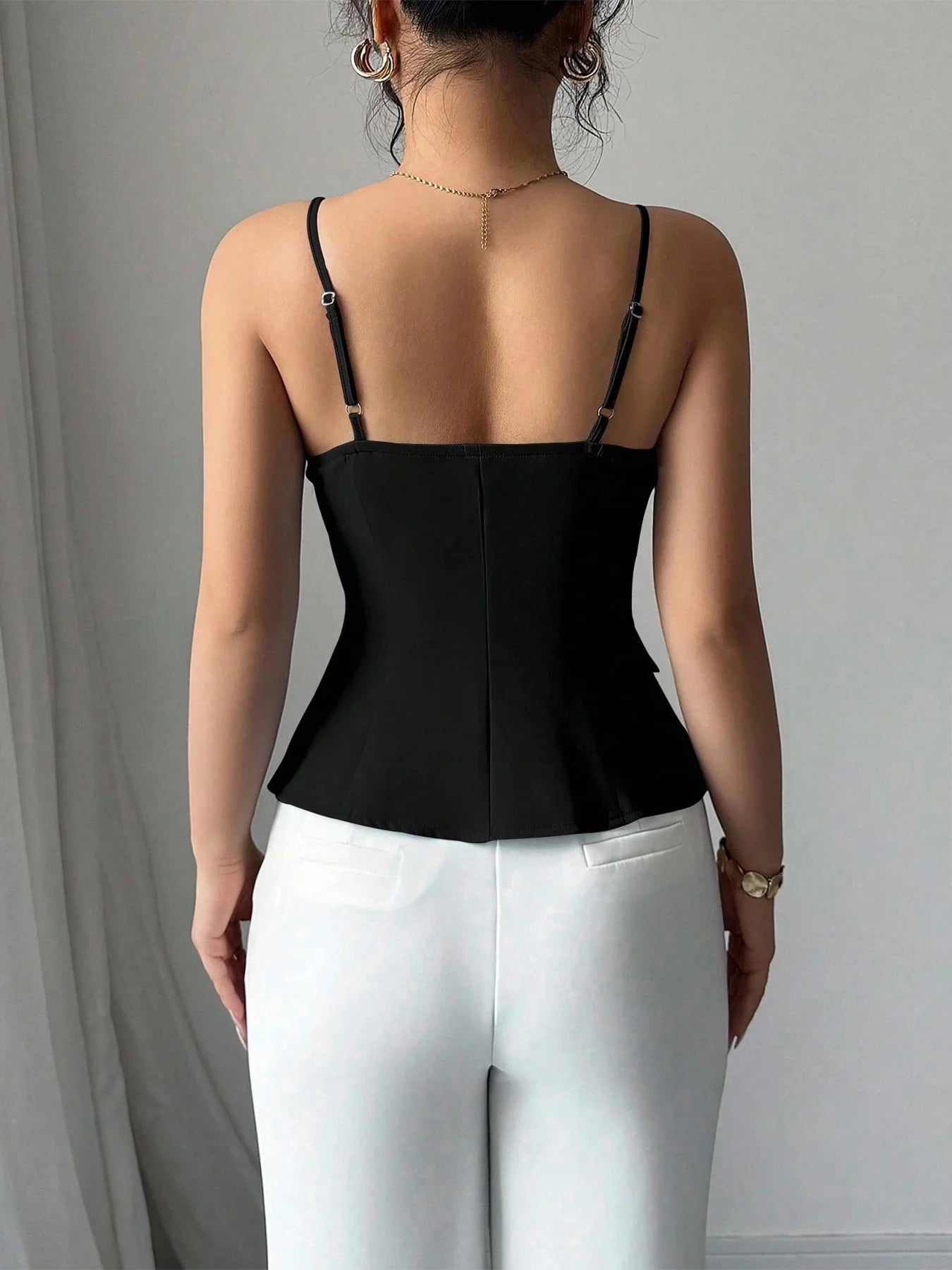 Asymmetric Button-Front Cami