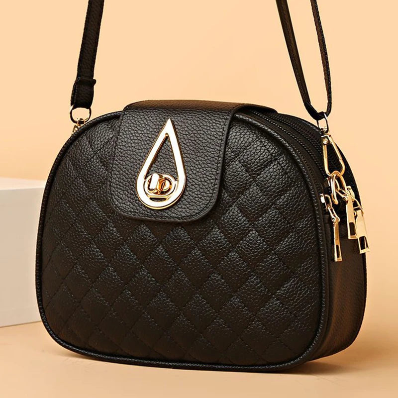 Daily Wear Rhombus Stitch Leather Shoulder Bag Detachable Strap, Elegant Small Bag for Women Casual Street Matching