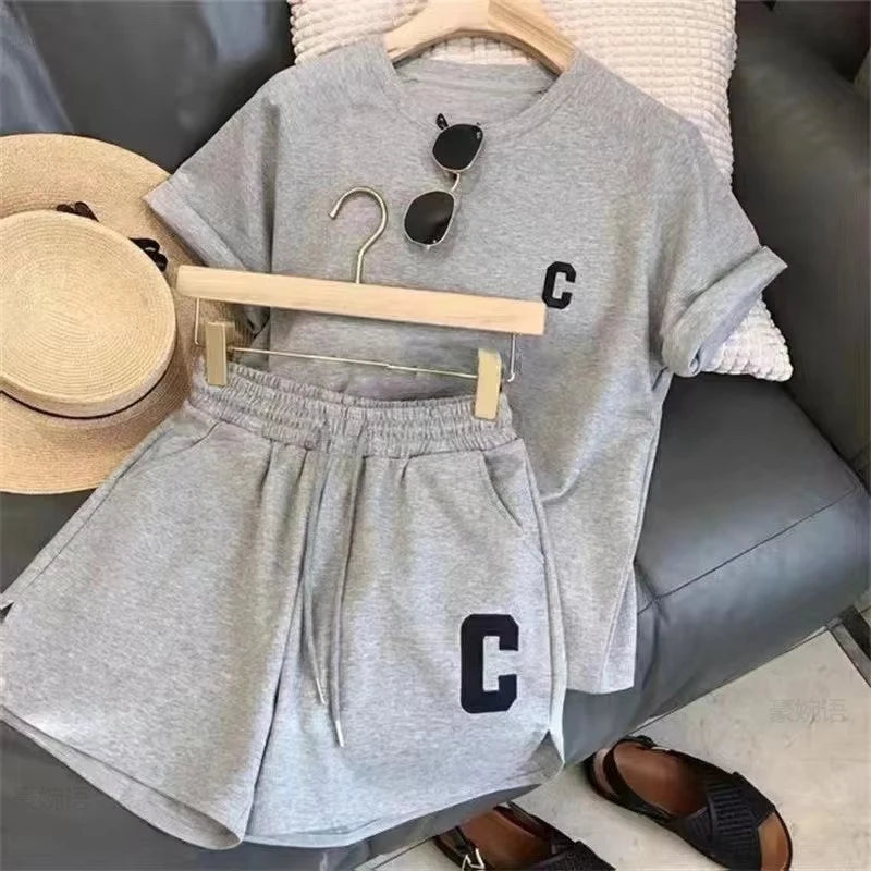 Sports Print Letter Casual Suit
