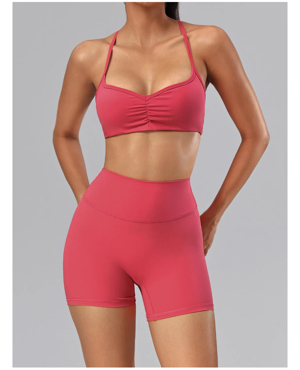 V-Neck Ruched Front Sports Bra