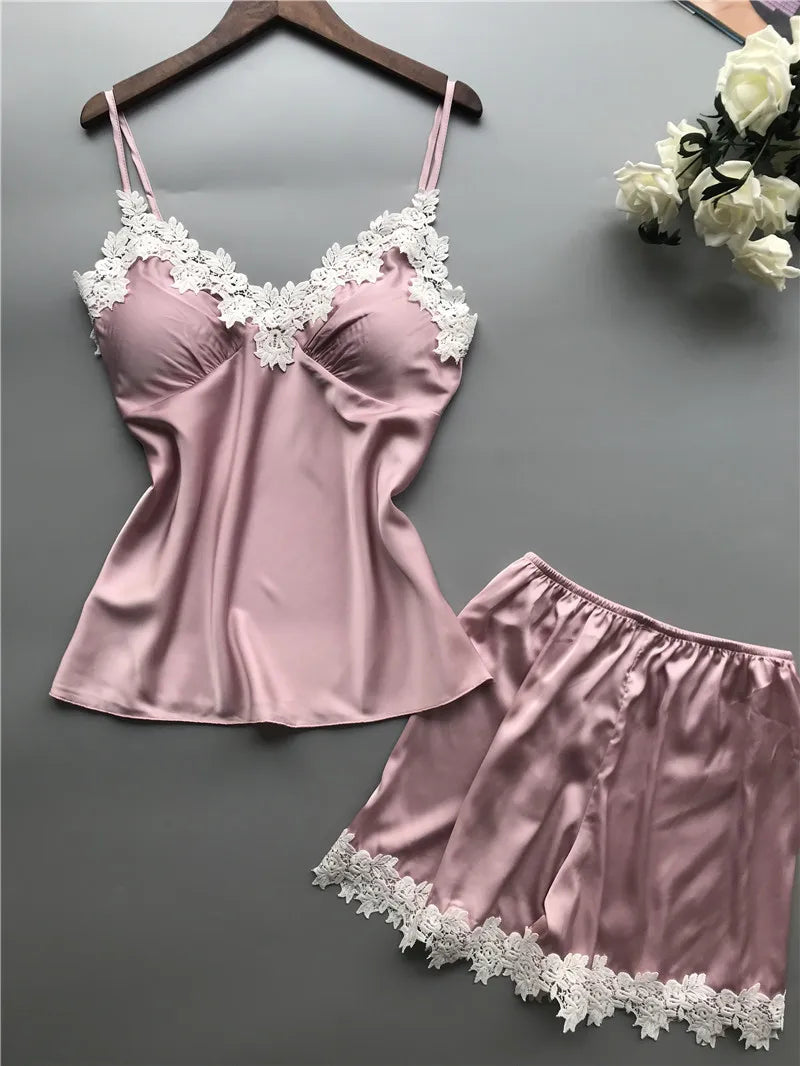 Deep V Lace Cami & Shorts Set