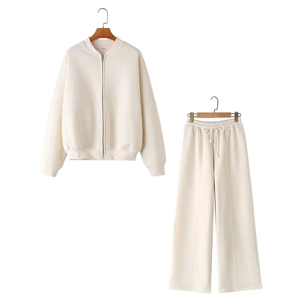 Zip Bomber Jacket+High Waist Lace Up Pants Street Wear