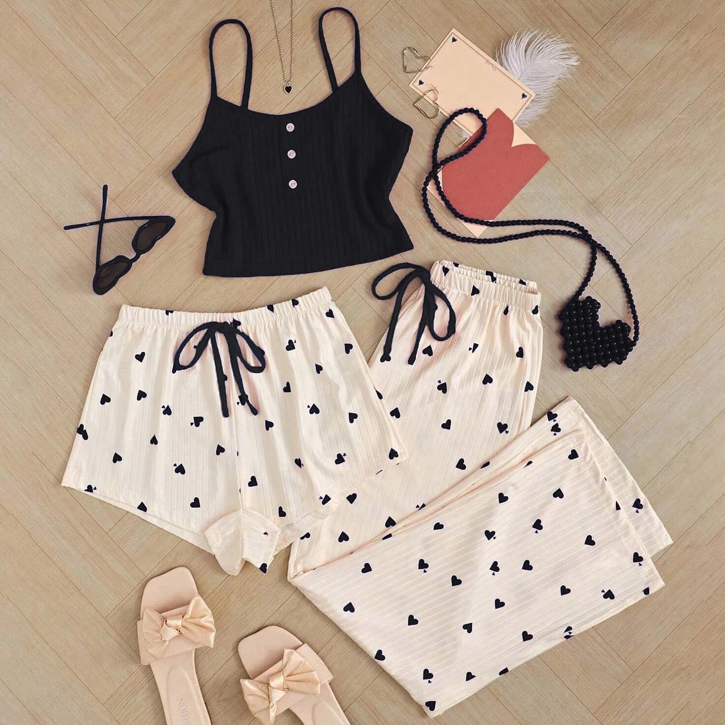 cotton three-piece pajamas