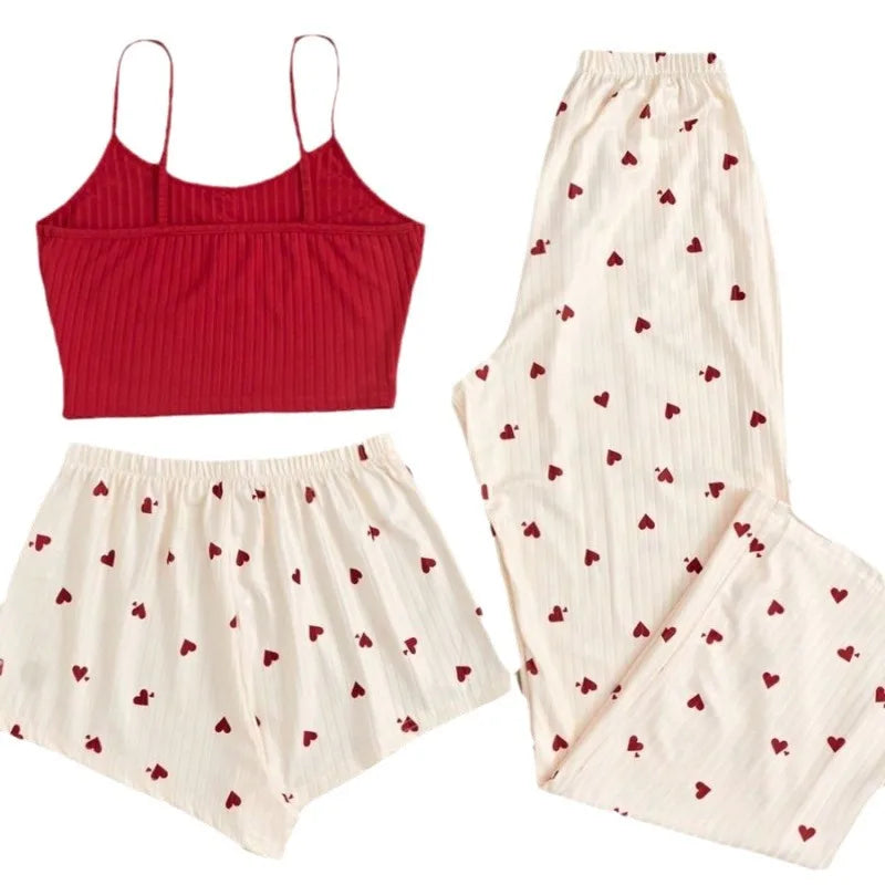 cotton three-piece pajamas