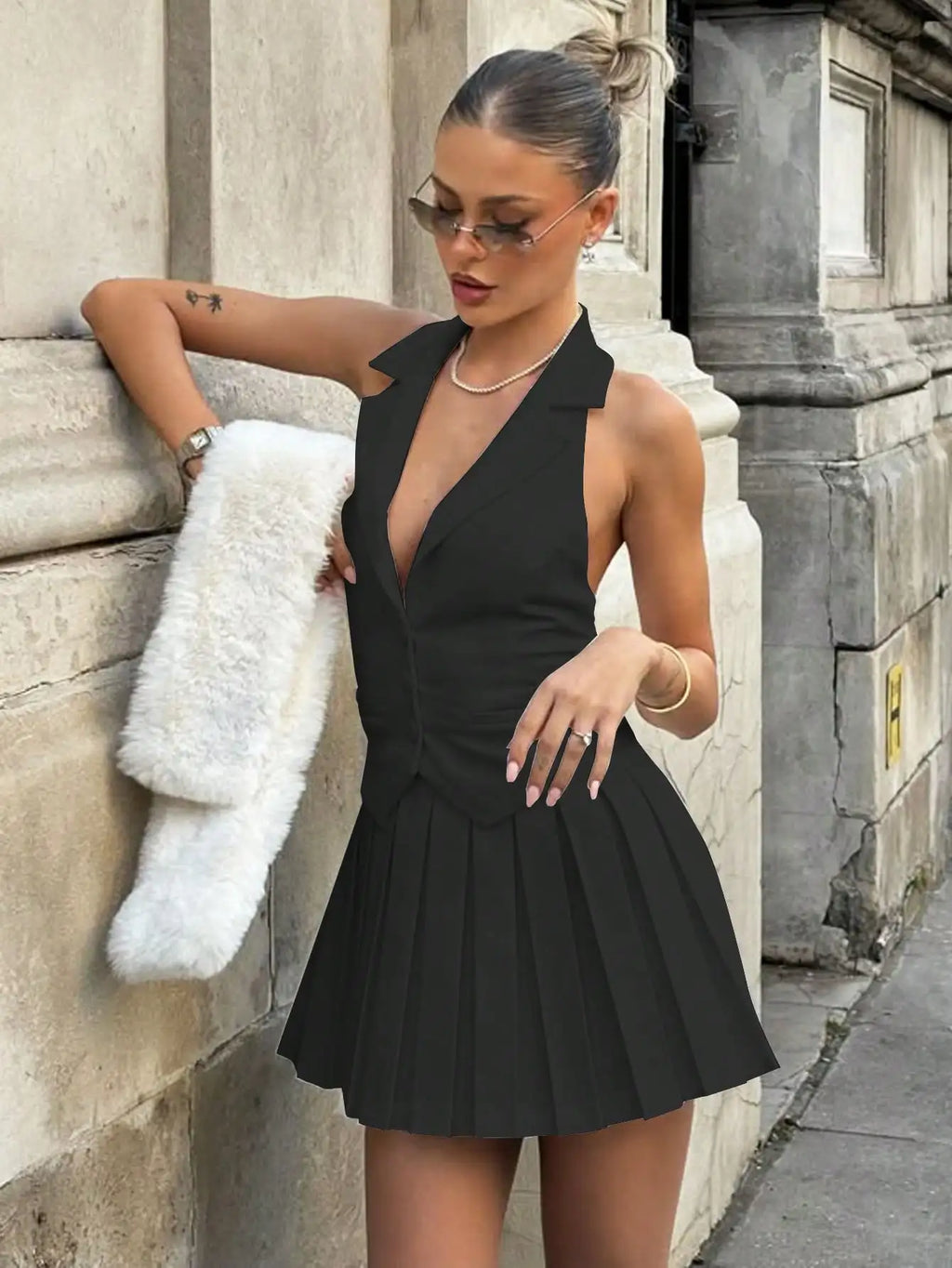 Elegant V-neck Short Dress