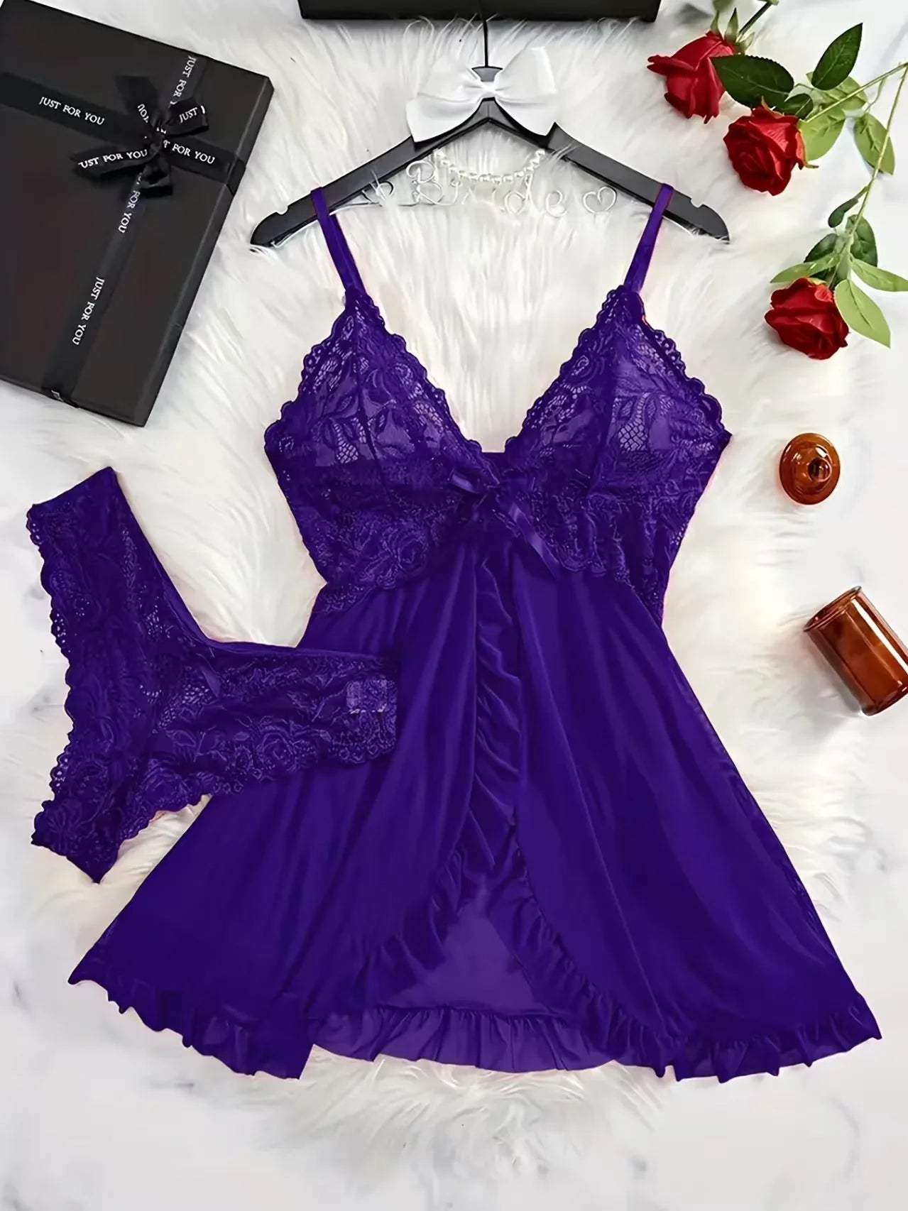 Floral Lace Sheer Nightgown Set