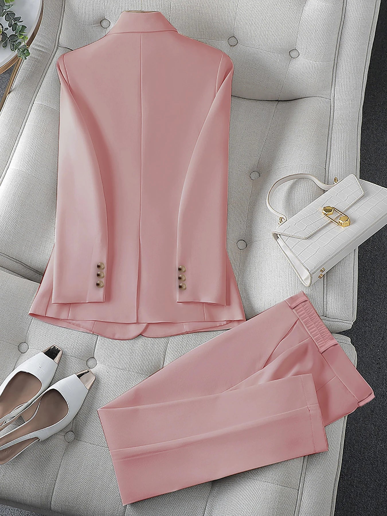Double-Breasted Slim-Fit Blazer Set
