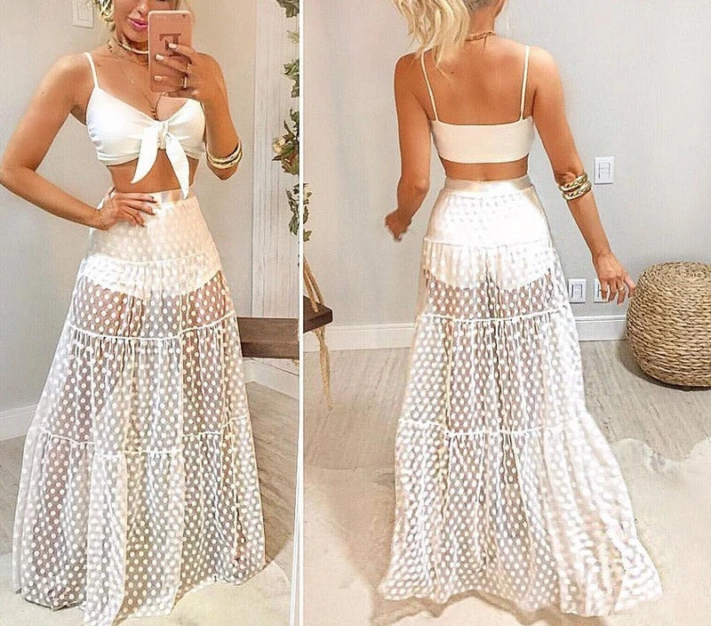 Lace Jacquard Transperant Skirt