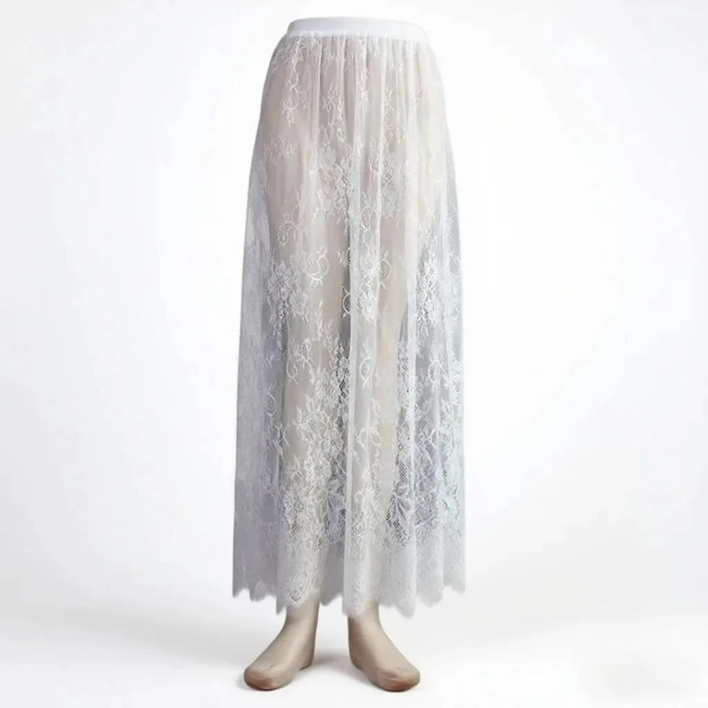 Lace Jacquard Transperant Skirt