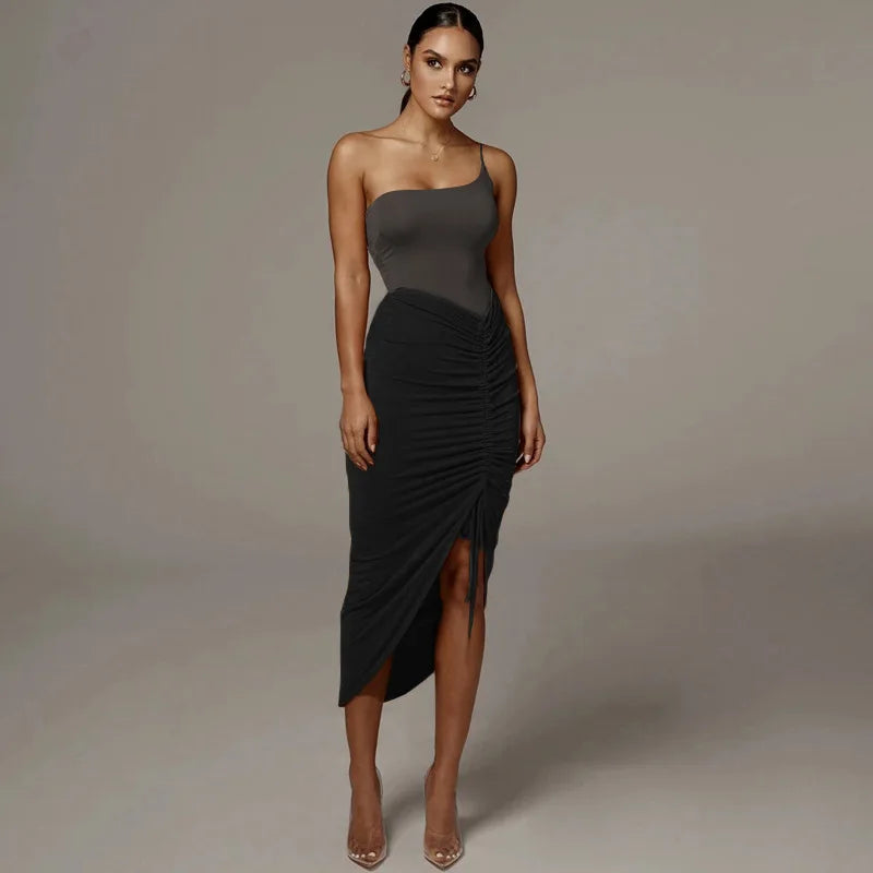 Asymmetrical Shirring Skirt