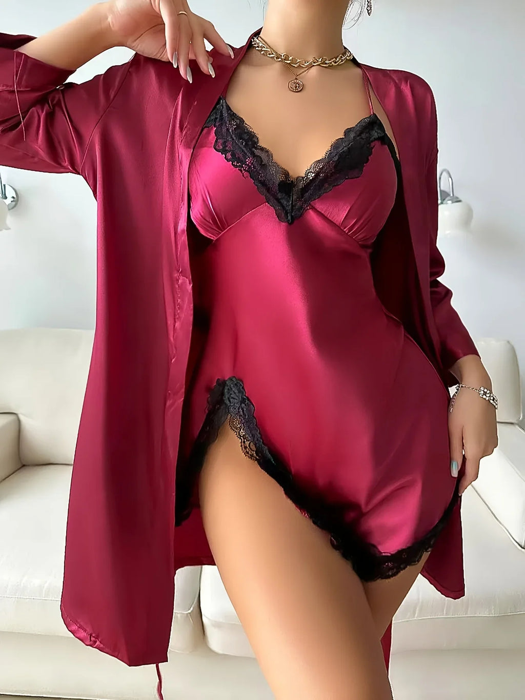 Silky Open-Back Lounge Set