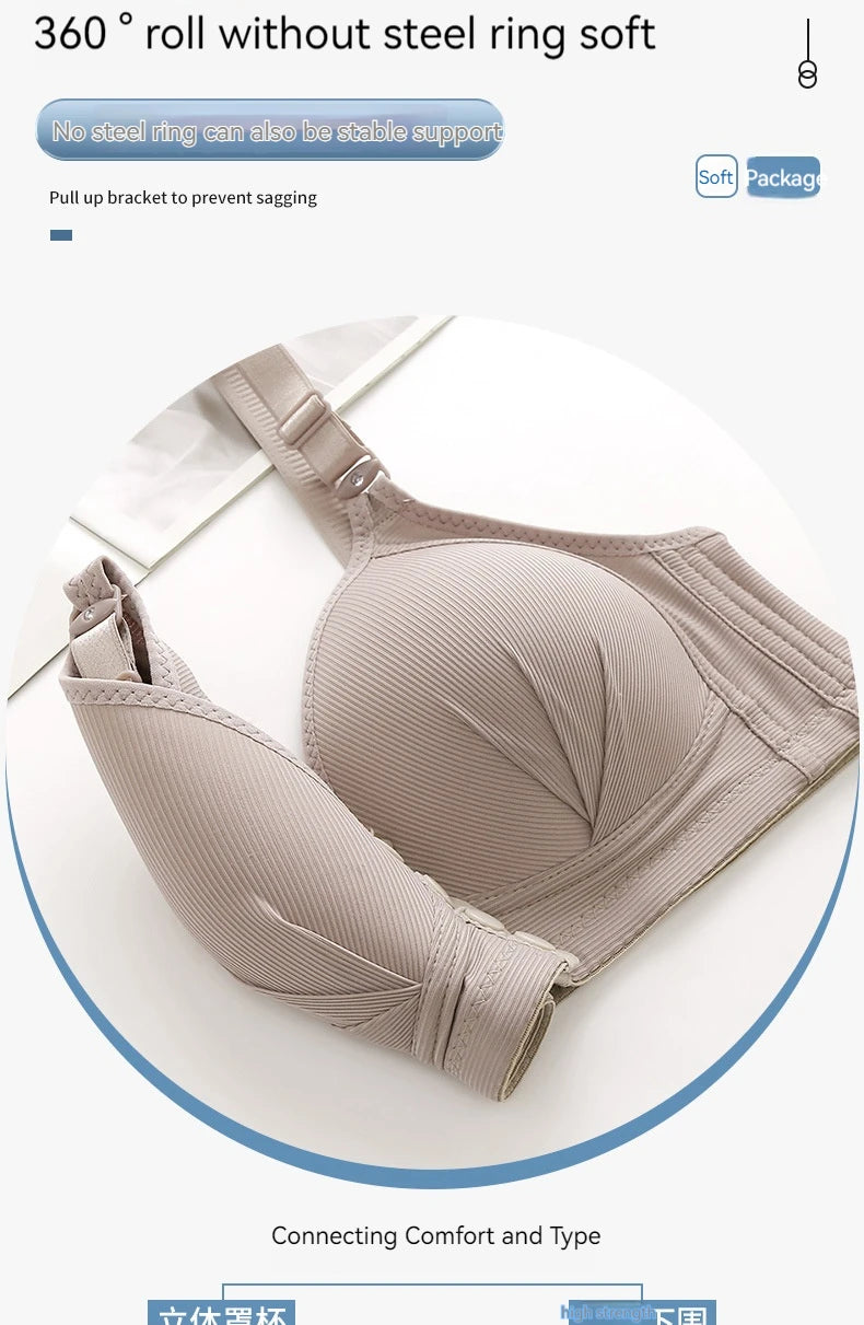 Front-Closure Wire-Free Gathered Bra