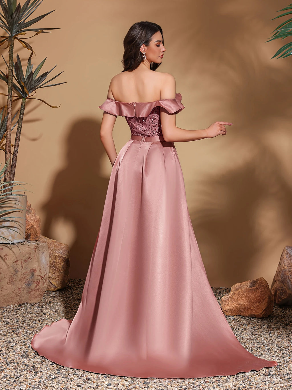 satin floor-length dress
