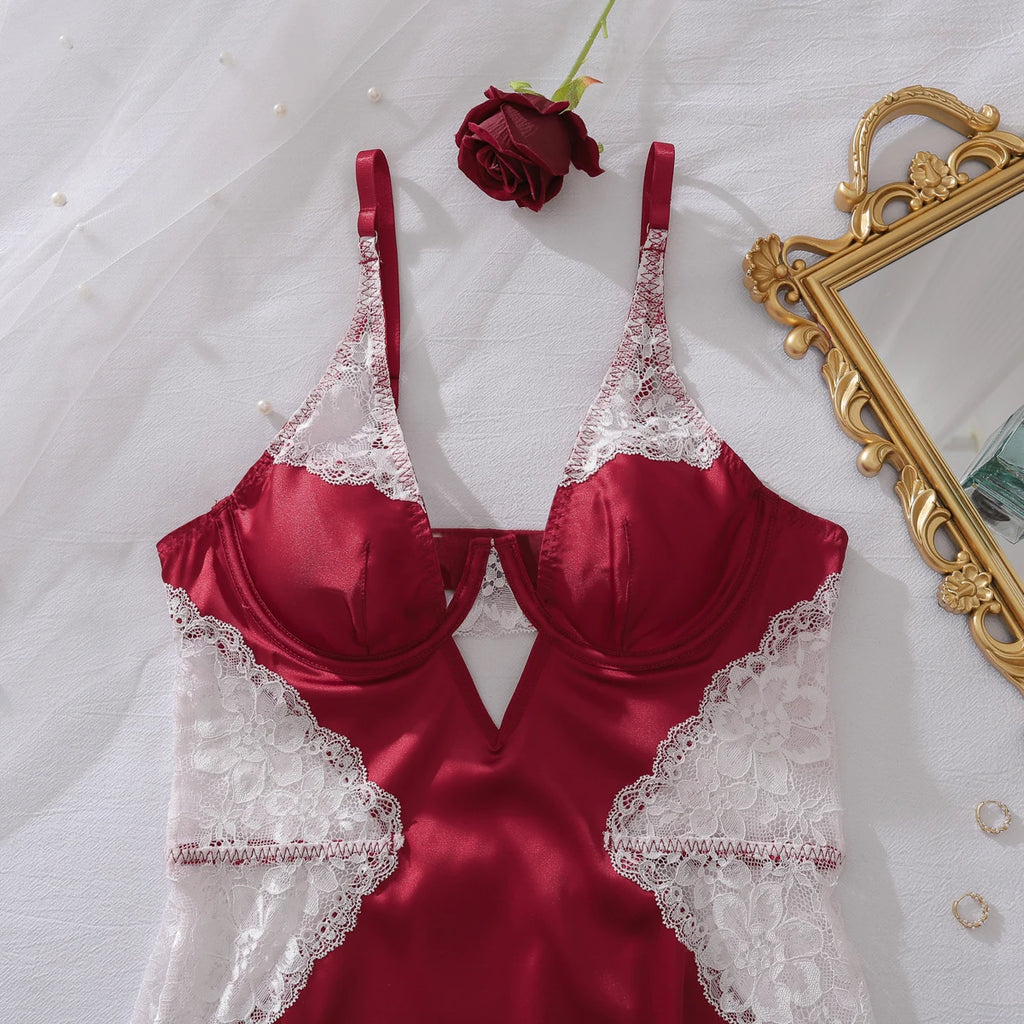 Satin Lace Slip Dress