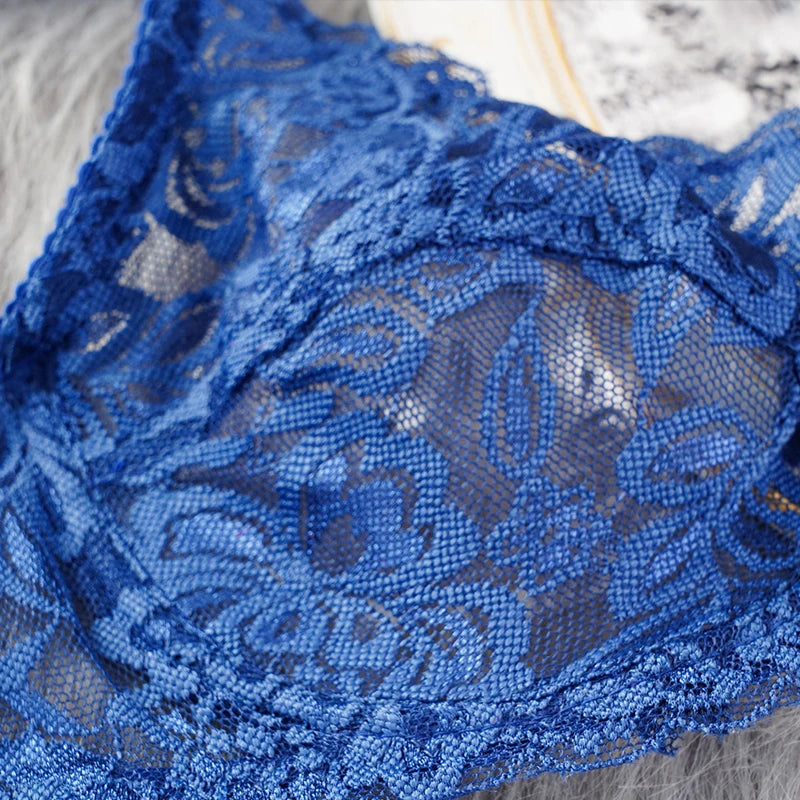 Embroidery Lace Plunge Push-Up Bra