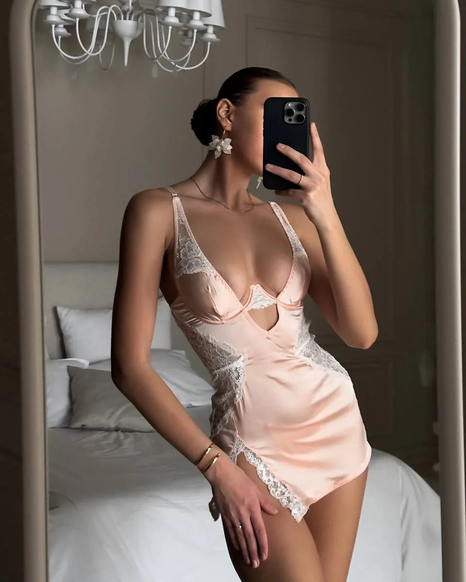 Satin Lace Slip Dress