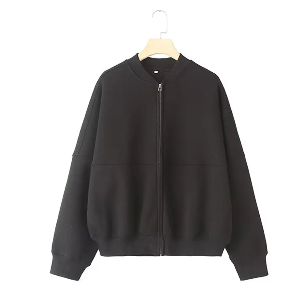 Zip Bomber Jacket+High Waist Lace Up Pants Street Wear