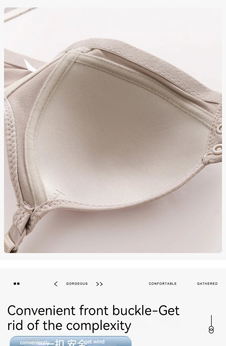 Front-Closure Wire-Free Gathered Bra