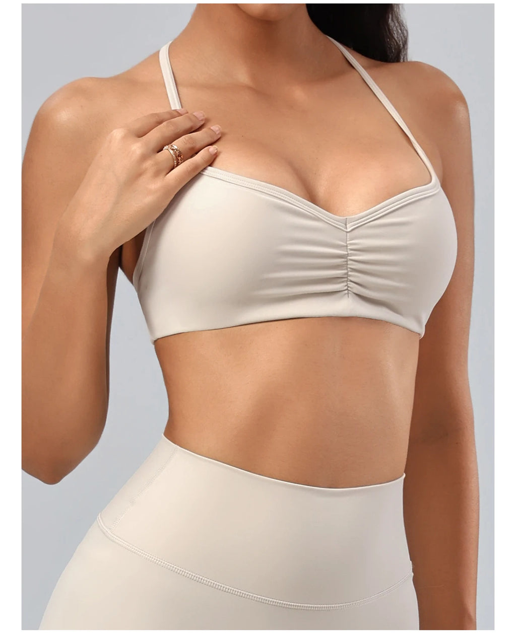 V-Neck Ruched Front Sports Bra