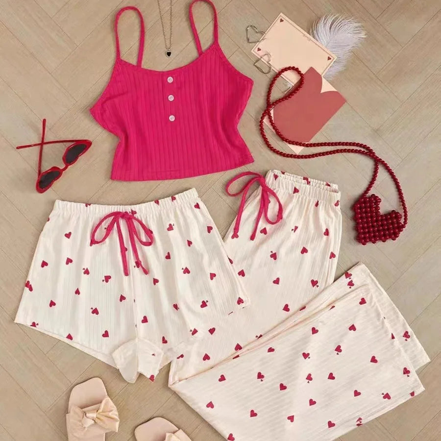 cotton three-piece pajamas