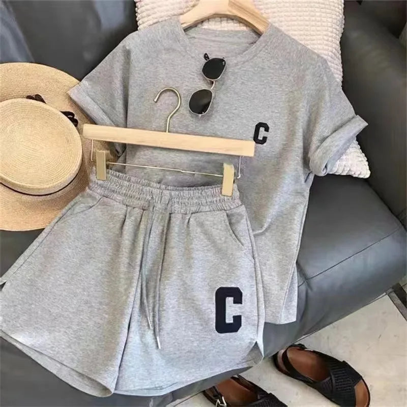 Sports Print Letter Casual Suit