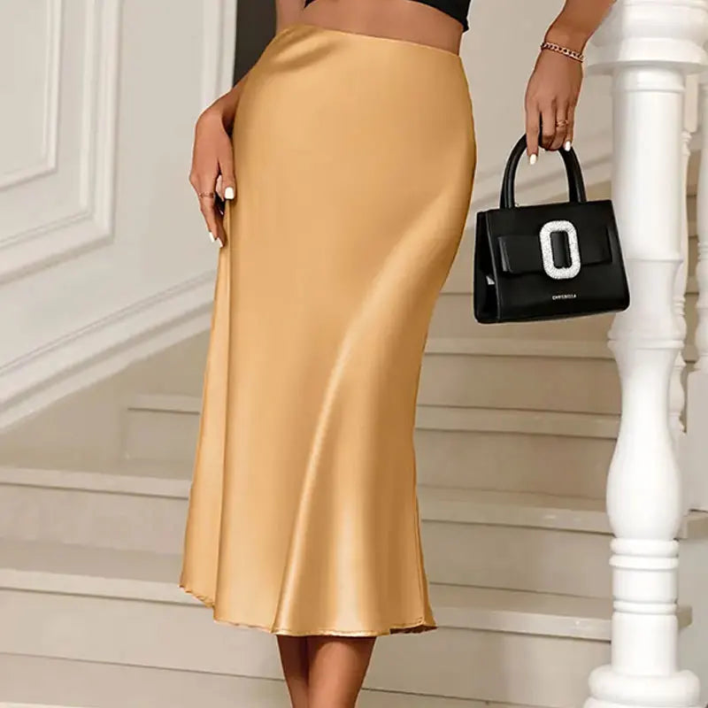 Fashion Satin Midi Skirt