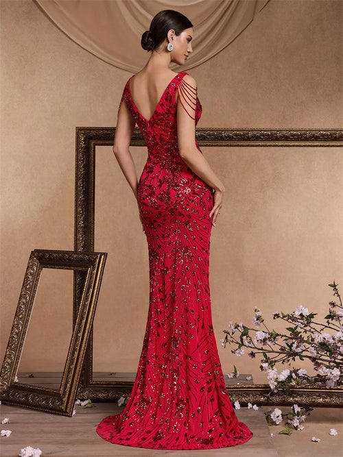 Elegant Red Sequin Dress
