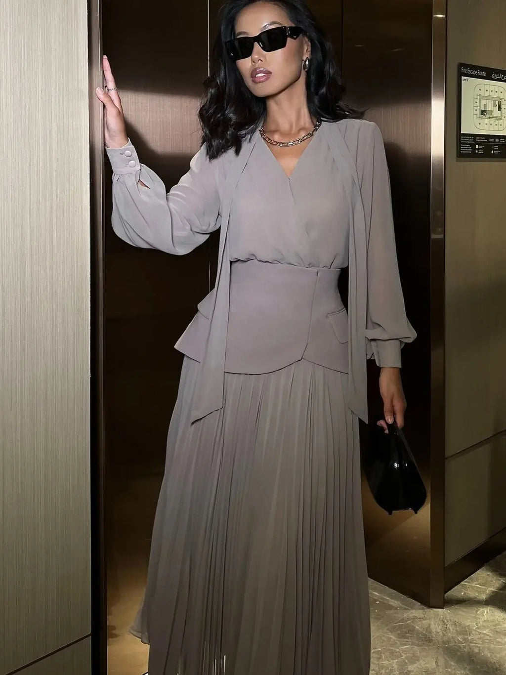 Chiffon Commute Skirts Two Piece Sets