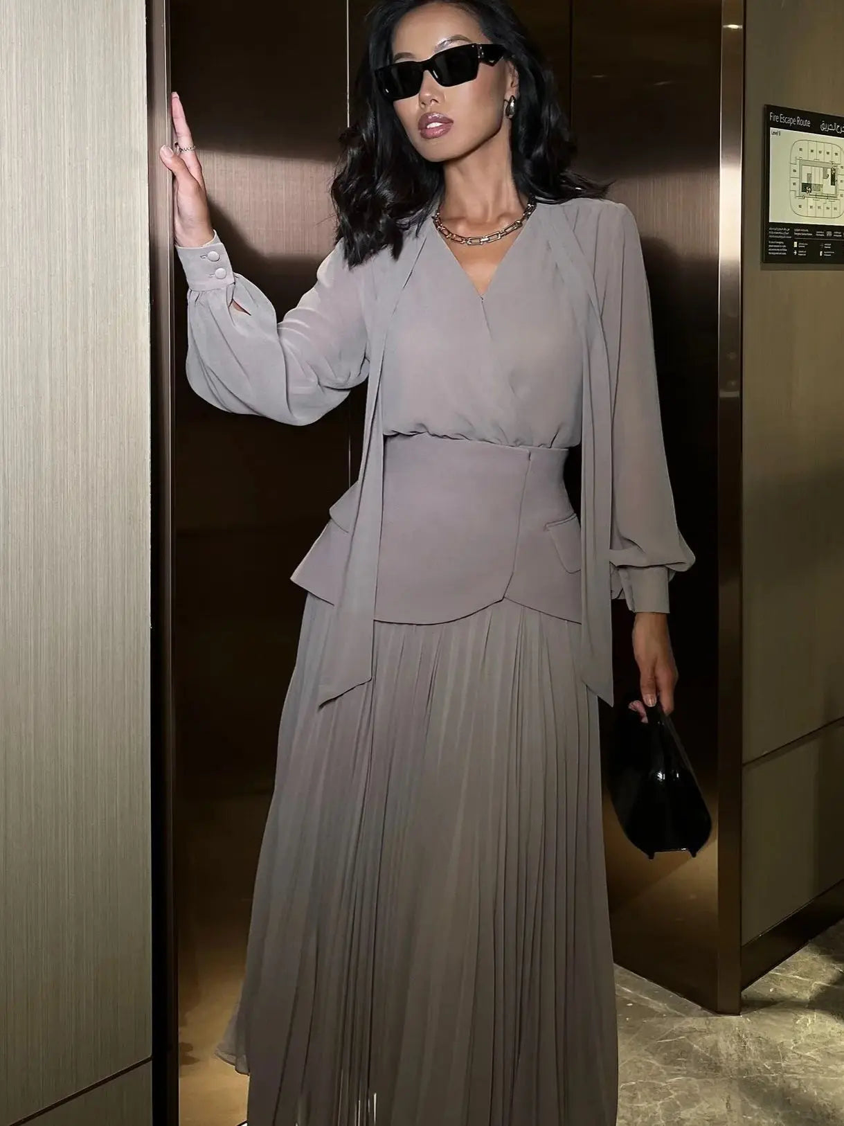 Chiffon Commute Skirts Two Piece Sets