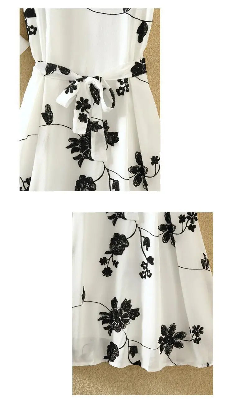 A sleeveless, knee-length A-line dress