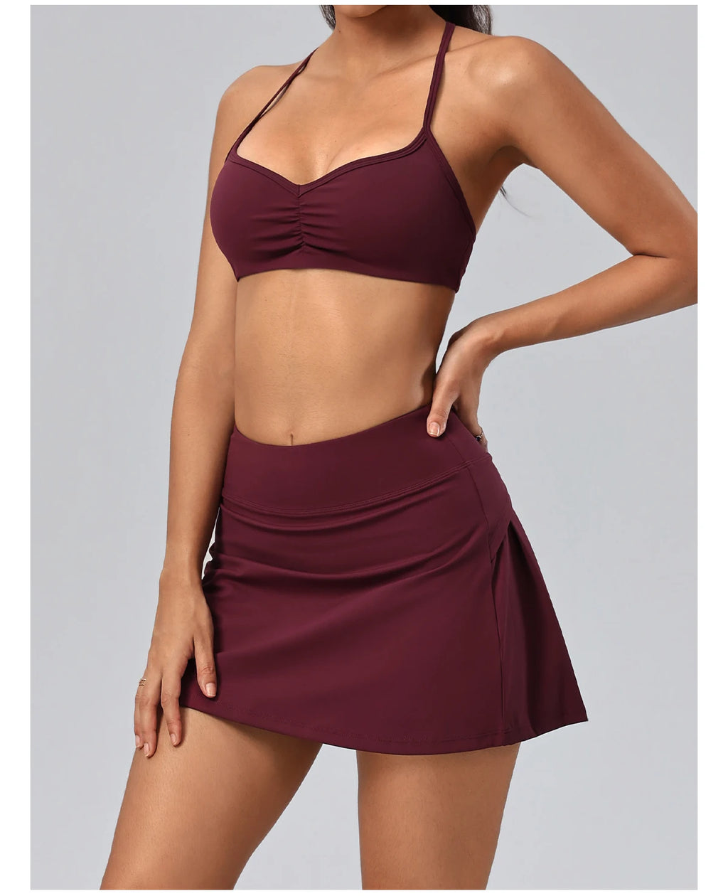 V-Neck Ruched Front Sports Bra