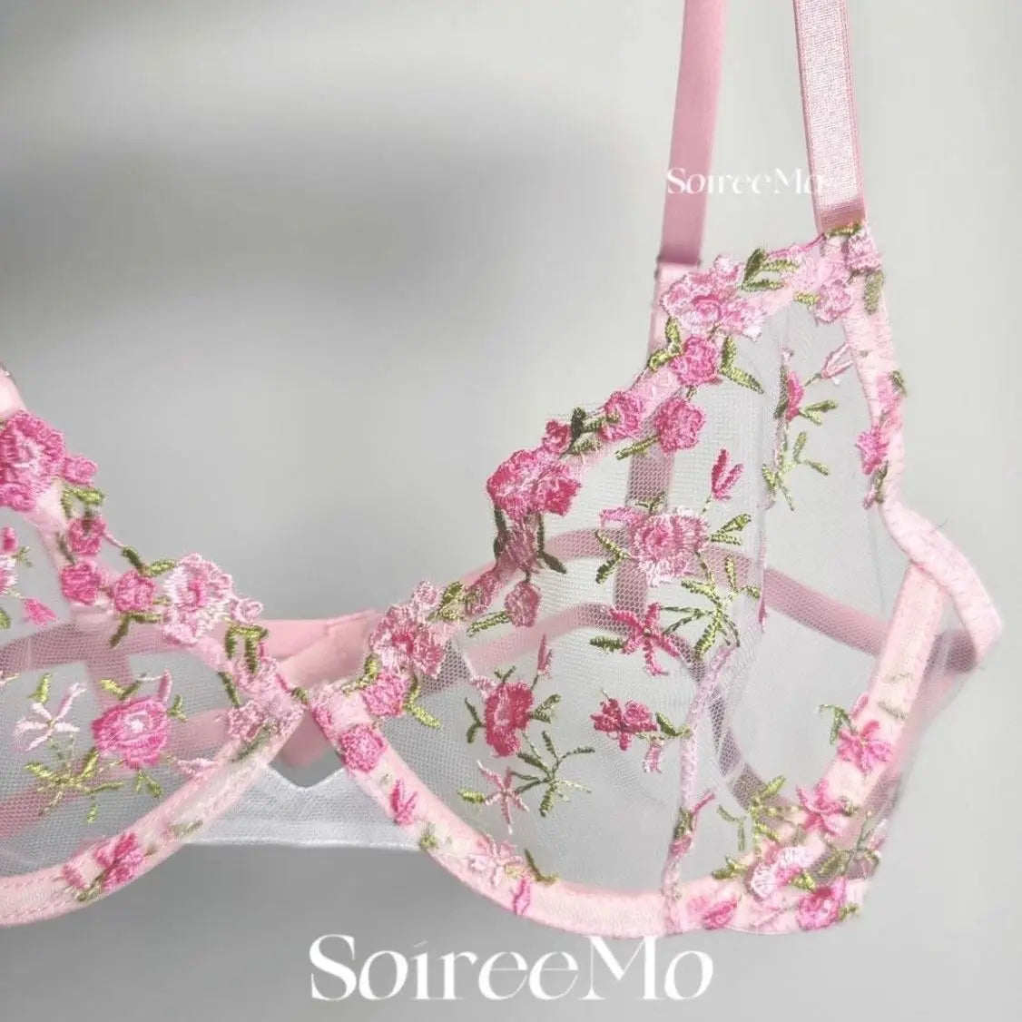 Pink Floral Lingerie Set