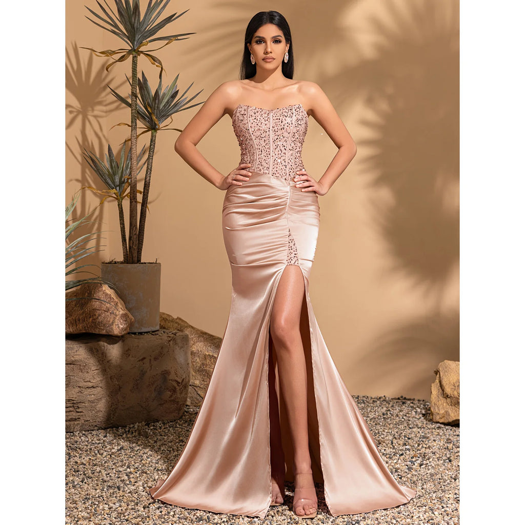Strapless dress with back ties