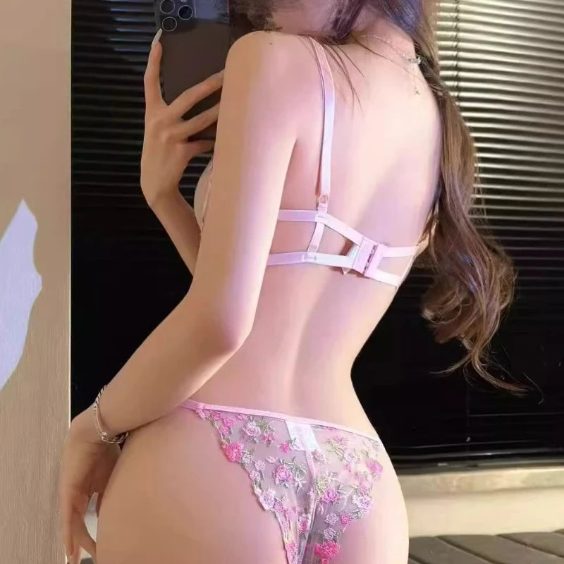 Pink Floral Lingerie Set