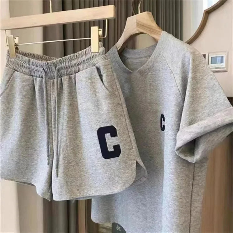 Sports Print Letter Casual Suit