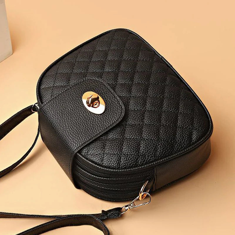 Daily Wear Rhombus Stitch Leather Shoulder Bag Detachable Strap, Elegant Small Bag for Women Casual Street Matching