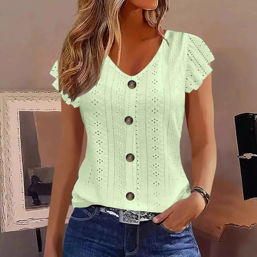 Ssleeve V-neck T-shirt