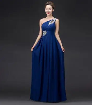 One Shoulder Chiffon Lace-up Maxi