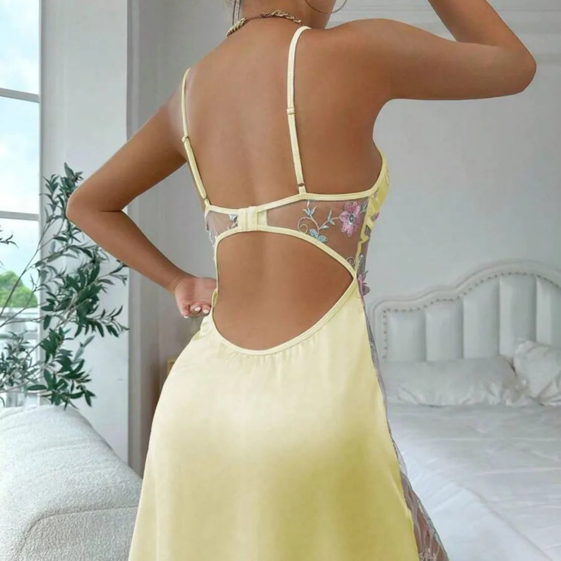 Sheer Satin & Mesh Nightie