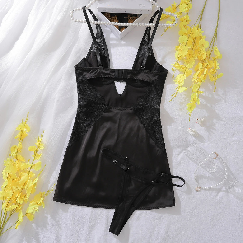 Satin Lace Slip Dress