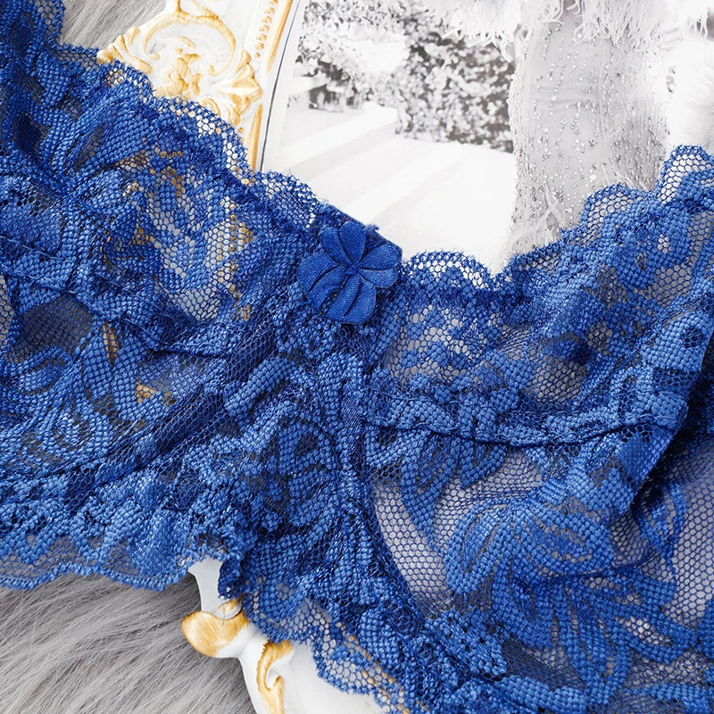 Embroidery Lace Plunge Push-Up Bra