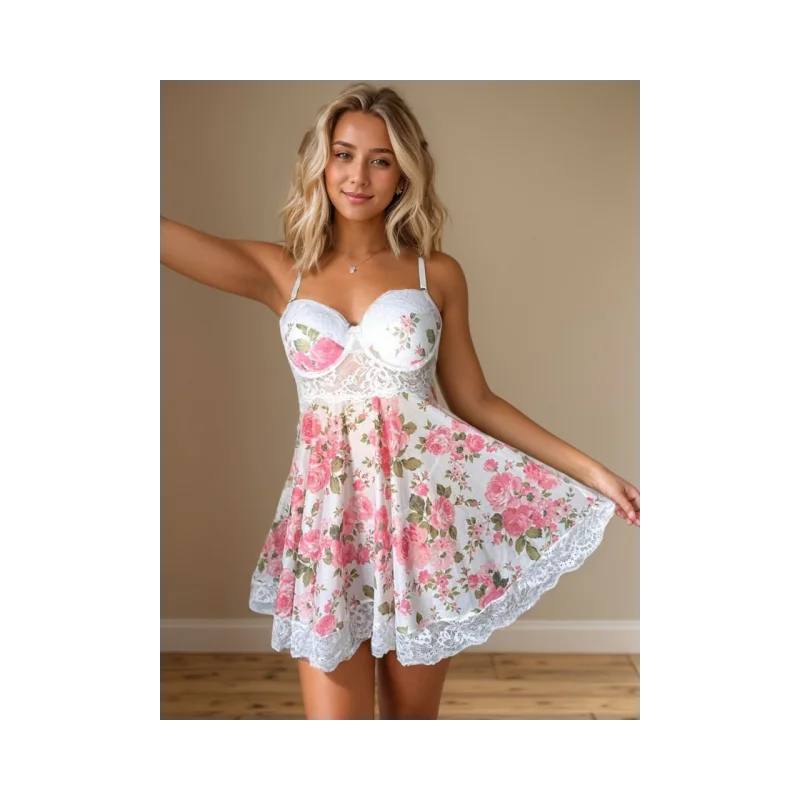 Floral Lace Low-Back Nightdress