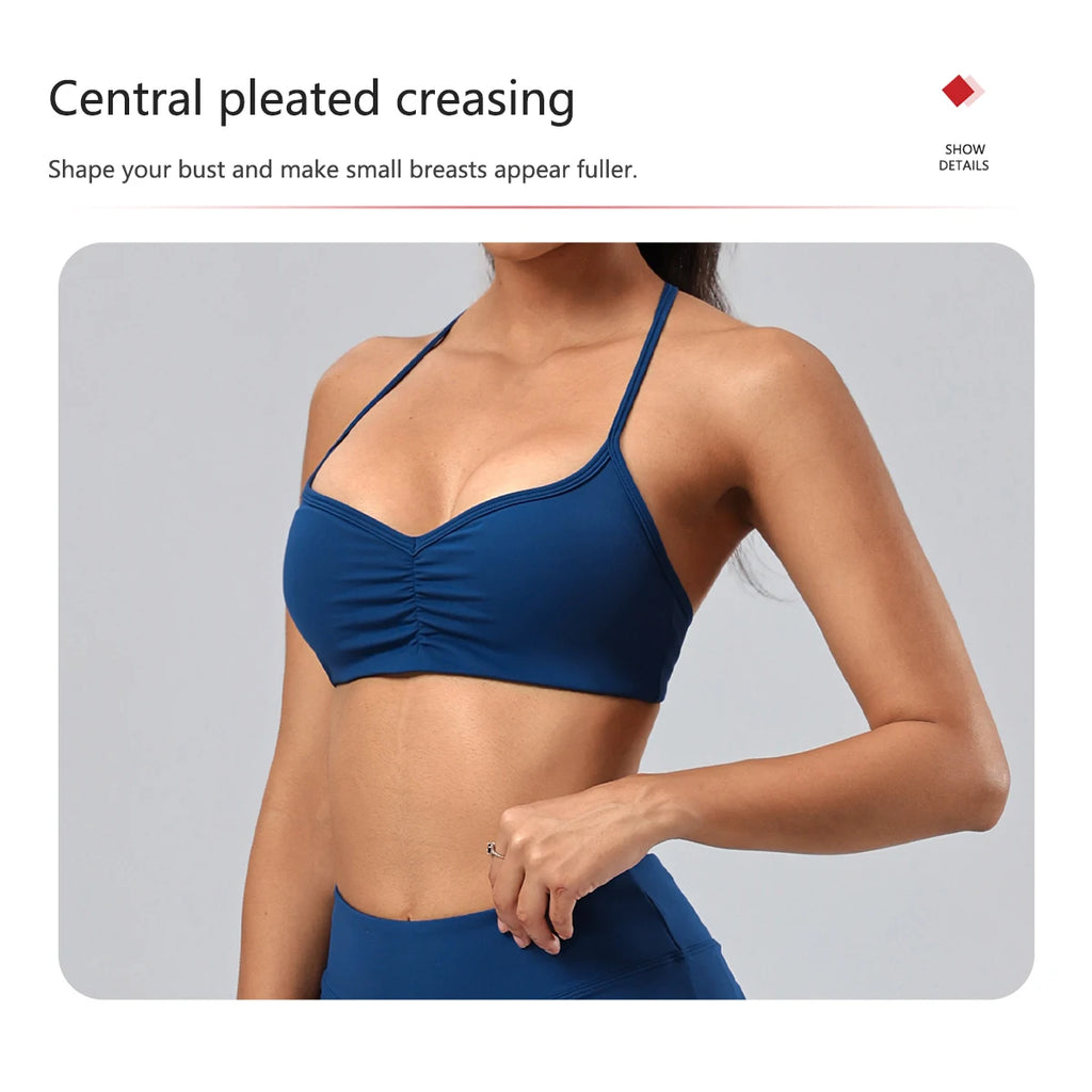 V-Neck Ruched Front Sports Bra