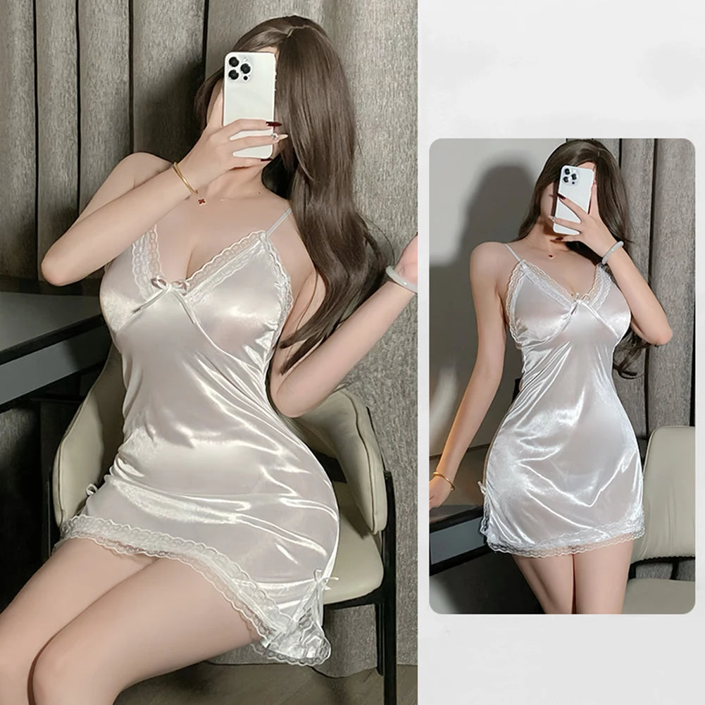 Satin Lace Bow Nightdress